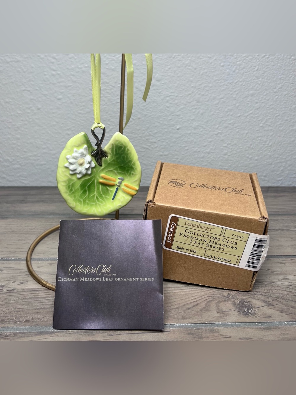 Longaberger NIB Collectors Club Pottery Eschman Meadows‎ Lillypad Ornament USA
